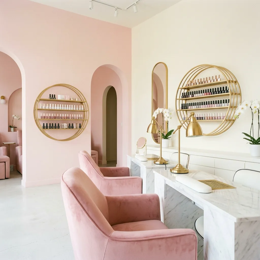 Modern, premium nail salon interior
